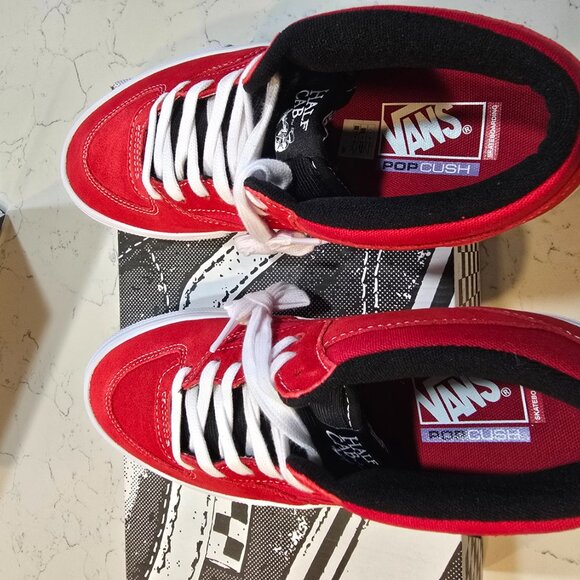 VANS Skate Half Cab VN0A5FCDY52 RED WHITE MID TOP SHOES LEATHER MEN'S 10.5 NEW - Picture 8 of 10